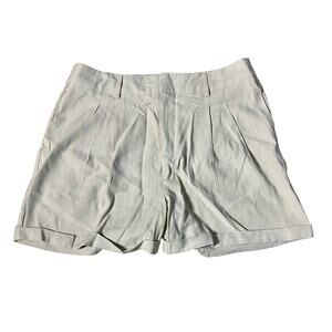 Weekend High Rise Pleat Front Beige Cuffed Shorts size Large